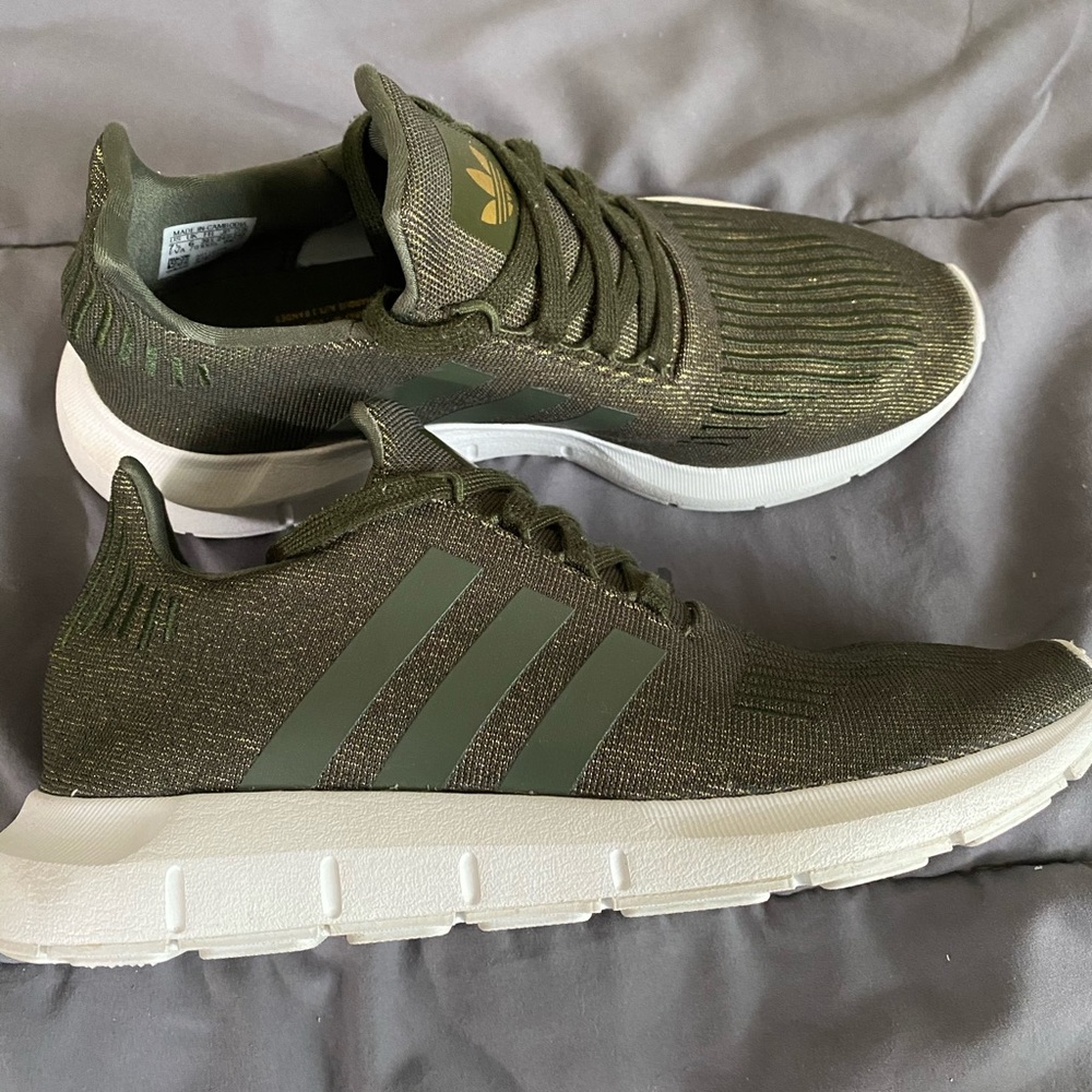 Green/Gold Adidas Shoes